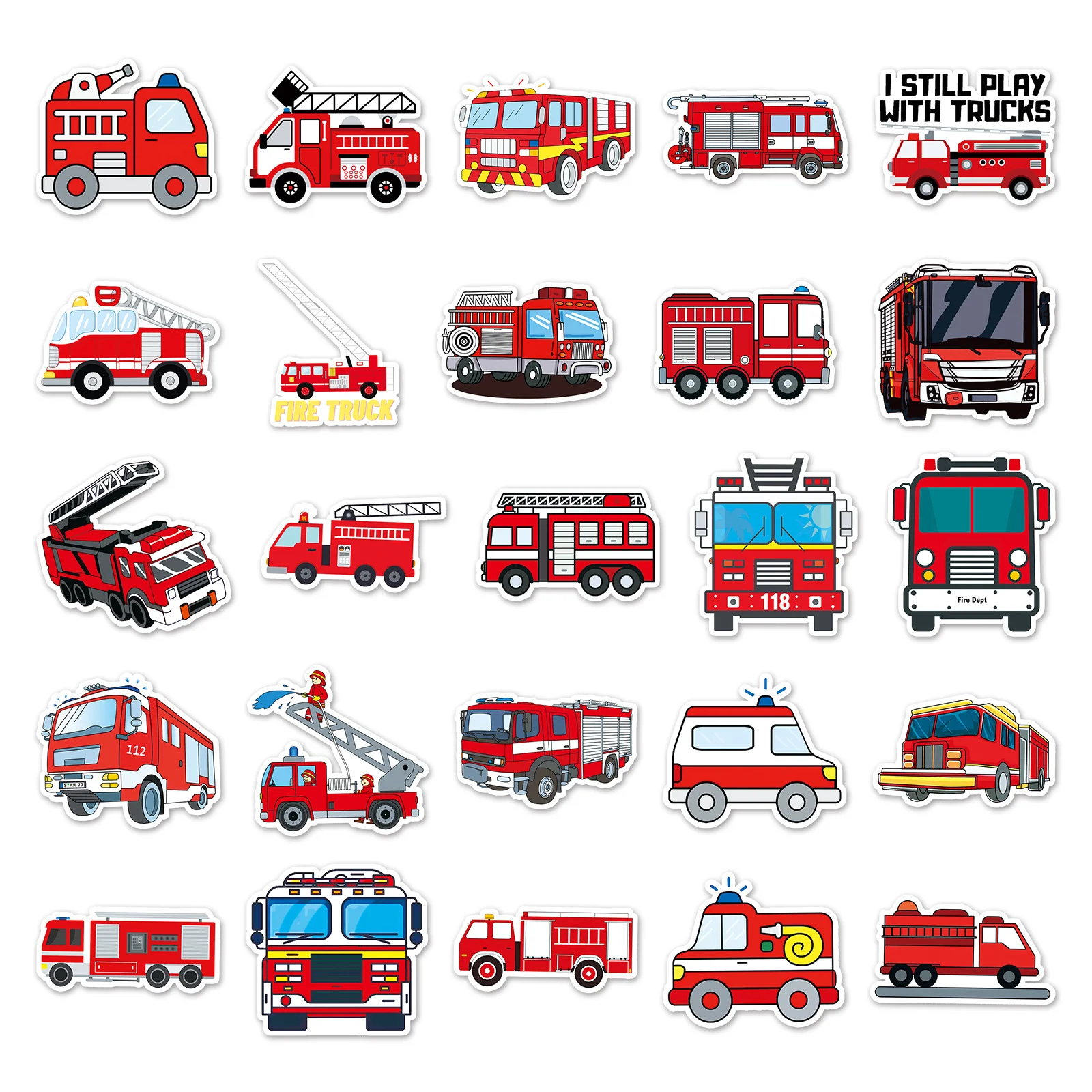 50PCS Fire Truck Vinyl Sticker - Laptop Original Accessories 评论和价格
