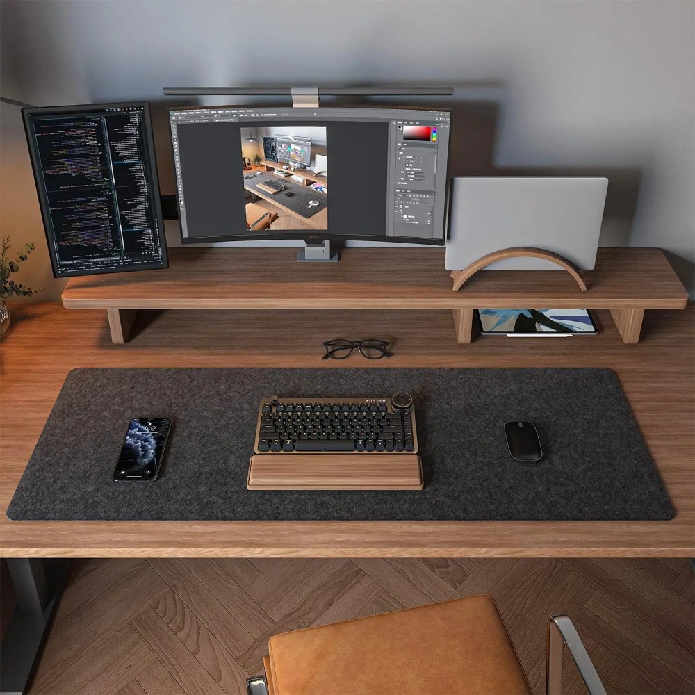 Felt Desk Mat Computer Mat for - Keyboard Cover 评论和价格