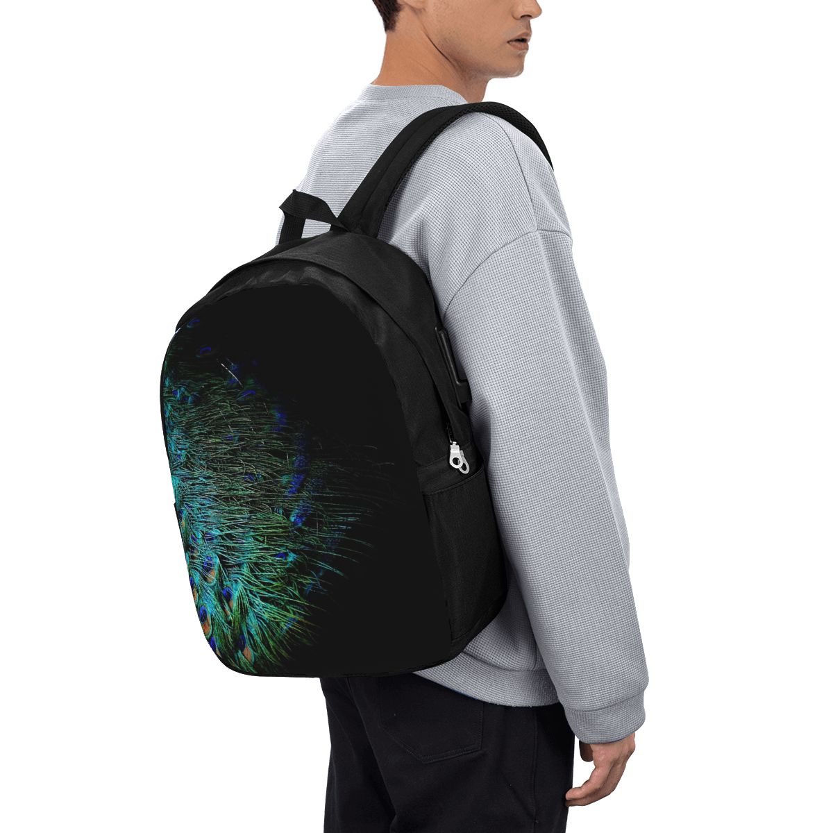 Peacock Feathers On A Black Ba - Laptop Bag 评论和价格